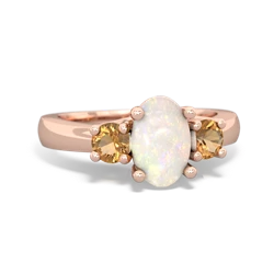 Opal Three Stone Oval Trellis 14K Rose Gold ring R4024