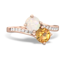 Opal Channel Set Two Stone 14K Rose Gold ring R5303