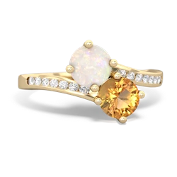 Opal Channel Set Two Stone 14K Yellow Gold ring R5303