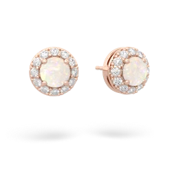 Opal Diamond Halo 14K Rose Gold earrings E5370