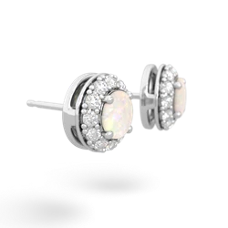 Opal Diamond Halo 14K White Gold earrings E5370