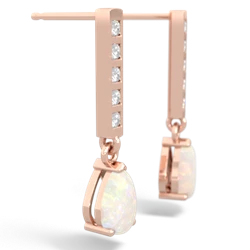 Opal Art Deco Diamond Drop 14K Rose Gold earrings E5324