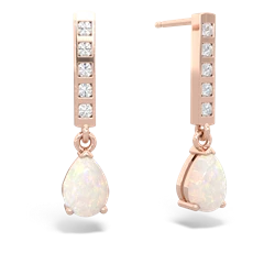 Opal Art Deco Diamond Drop 14K Rose Gold earrings E5324