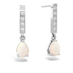 Opal Art Deco Diamond Drop 14K White Gold earrings E5324