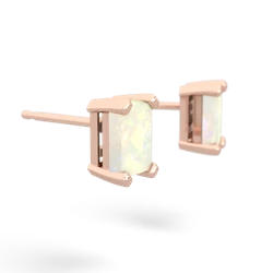 Opal 6X4mm Emerald-Cut Stud 14K Rose Gold earrings E1855