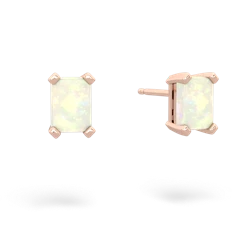 Opal 6X4mm Emerald-Cut Stud 14K Rose Gold earrings E1855