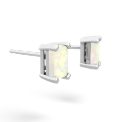 Opal 6X4mm Emerald-Cut Stud 14K White Gold earrings E1855