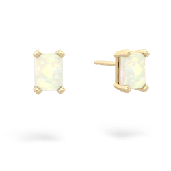 Opal 6X4mm Emerald-Cut Stud 14K Yellow Gold earrings E1855