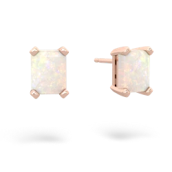 Opal 7X5mm Emerald-Cut Stud 14K Rose Gold earrings E1856