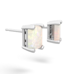 Opal 7X5mm Emerald-Cut Stud 14K White Gold earrings E1856