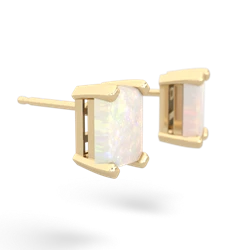 Opal 7X5mm Emerald-Cut Stud 14K Yellow Gold earrings E1856