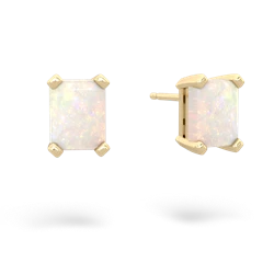 Opal 7X5mm Emerald-Cut Stud 14K Yellow Gold earrings E1856