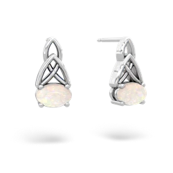 Opal Celtic Trinity Knot 14K White Gold earrings E2389