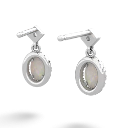 Opal Antique-Style Halo 14K White Gold earrings E5720