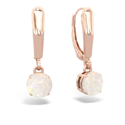 Opal 6Mm  Round Lever Back 14K Rose Gold earrings E2786