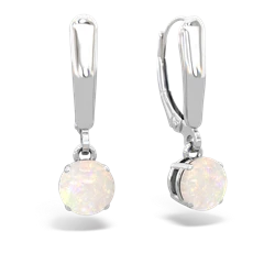 Opal 6Mm  Round Lever Back 14K White Gold earrings E2786