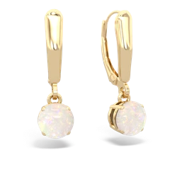 Opal 6Mm  Round Lever Back 14K Yellow Gold earrings E2786