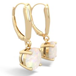 Opal 8Mm Round Lever Back 14K Yellow Gold earrings E2788