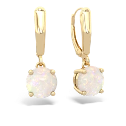 Opal 8Mm Round Lever Back 14K Yellow Gold earrings E2788