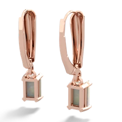 Opal 6X4mm Emerald-Cut Lever Back 14K Rose Gold earrings E2855