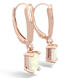 Opal 6X4mm Emerald-Cut Lever Back 14K Rose Gold earrings E2855