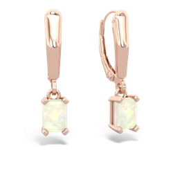 Opal 6X4mm Emerald-Cut Lever Back 14K Rose Gold earrings E2855