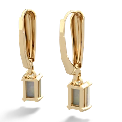 Opal 6X4mm Emerald-Cut Lever Back 14K Yellow Gold earrings E2855