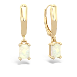 Opal 6X4mm Emerald-Cut Lever Back 14K Yellow Gold earrings E2855