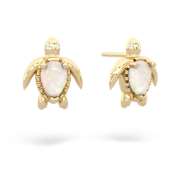 Opal Baby Sea Turtle 14K Yellow Gold earrings E5241