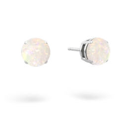 Opal 6Mm Round Stud 14K White Gold earrings E1786
