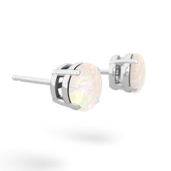 Opal 6Mm Round Stud 14K White Gold earrings E1786