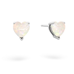Opal 6Mm Heart Stud 14K White Gold earrings E1862