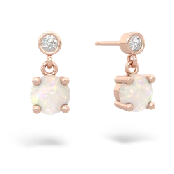 Opal Diamond Drop 6Mm Round 14K Rose Gold earrings E1986