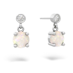 Opal Diamond Drop 6Mm Round 14K White Gold earrings E1986