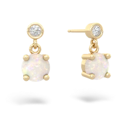 Opal Diamond Drop 6Mm Round 14K Yellow Gold earrings E1986