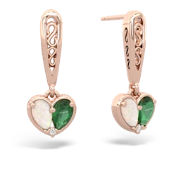 Opal Filligree Heart 14K Rose Gold earrings E5070