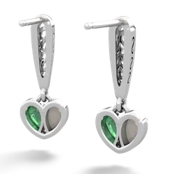 Opal Filligree Heart 14K White Gold earrings E5070