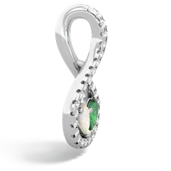 Opal Pave Twist 'One Heart' 14K White Gold pendant P5360