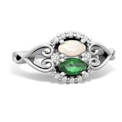 Opal Love Nest 14K White Gold ring R5860