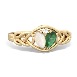 Opal Celtic Love Knot 14K Yellow Gold ring R5420