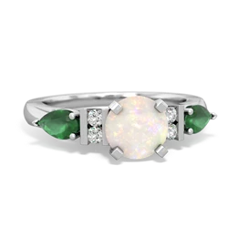 Opal 6Mm Round Eternal Embrace Engagement 14K White Gold ring R2005