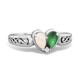 Opal Filligree 'One Heart' 14K White Gold ring R5070