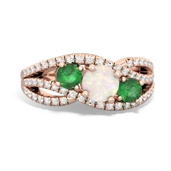 Opal Three Stone Aurora 14K Rose Gold ring R3080