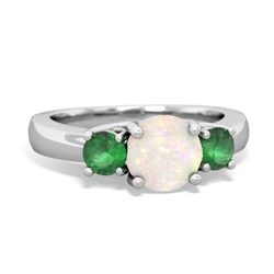 Opal Three Stone Round Trellis 14K White Gold ring R4018