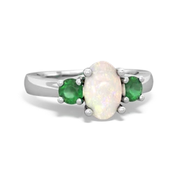 Opal Three Stone Oval Trellis 14K White Gold ring R4024