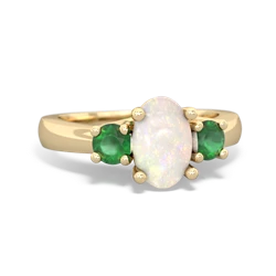 Opal Three Stone Oval Trellis 14K Yellow Gold ring R4024