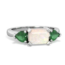 Opal Three Stone 14K White Gold ring R5235