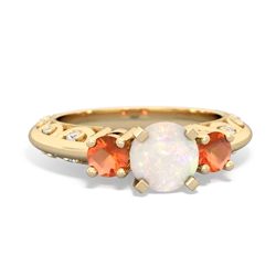 Opal Art Deco Eternal Embrace Engagement 14K Yellow Gold ring C2003