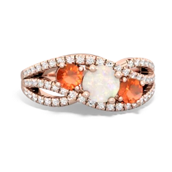 Opal Three Stone Aurora 14K Rose Gold ring R3080
