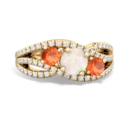 Opal Three Stone Aurora 14K Yellow Gold ring R3080